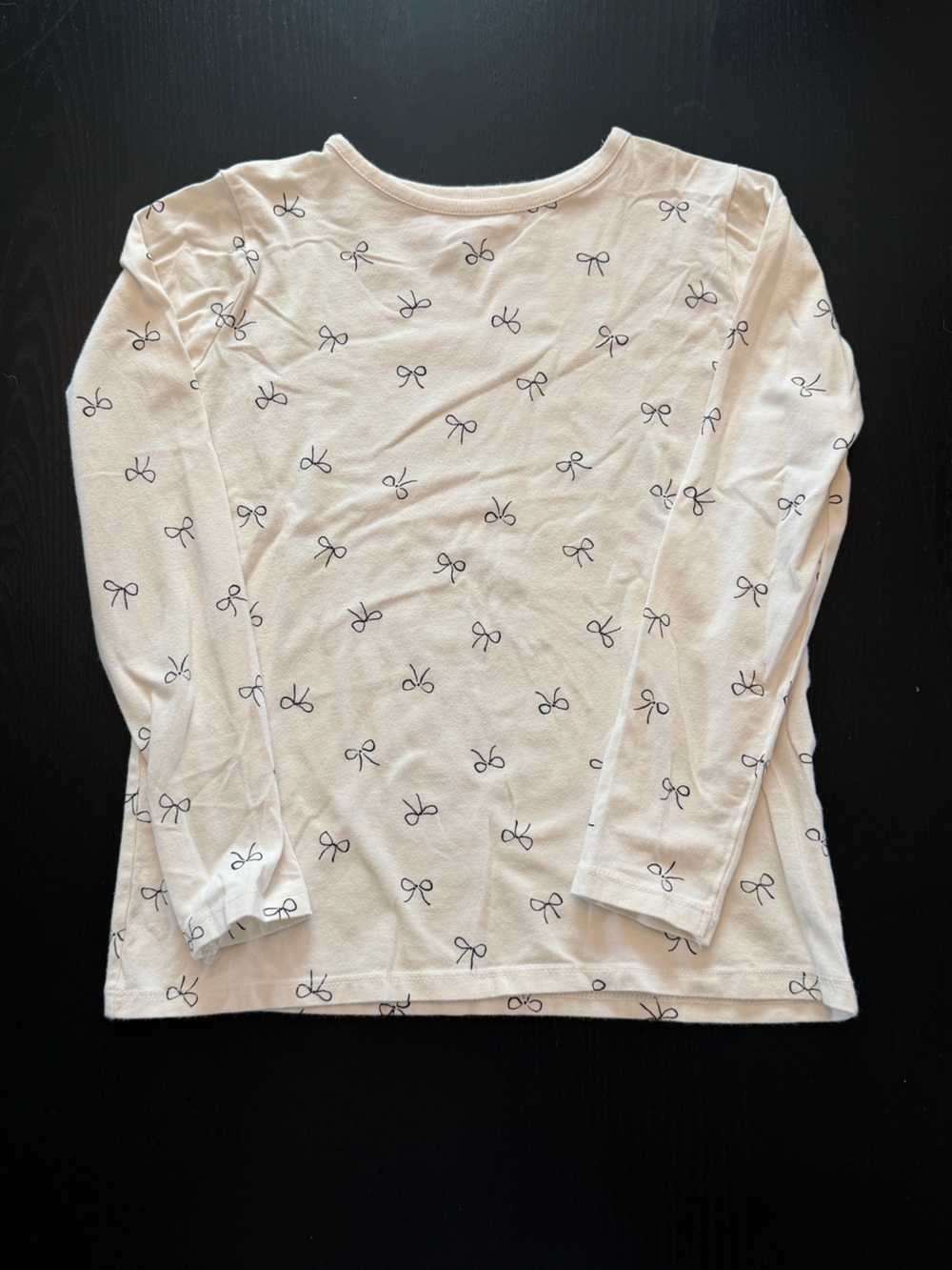 H&M Cream Long Sleeve Shirt with Tiny Black Bow Accents
